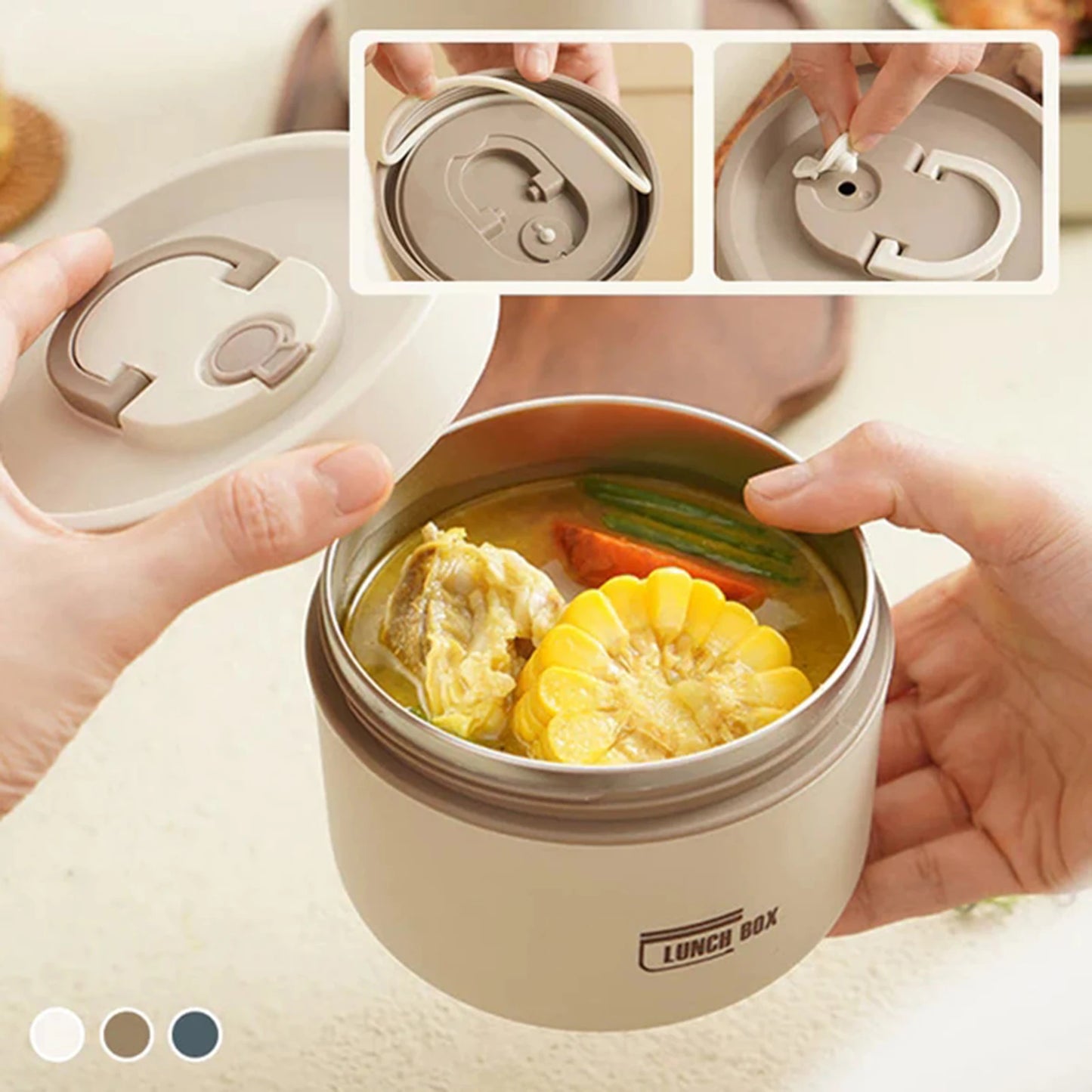 Round Picnic Lunchbox with Folding Handle for Kids